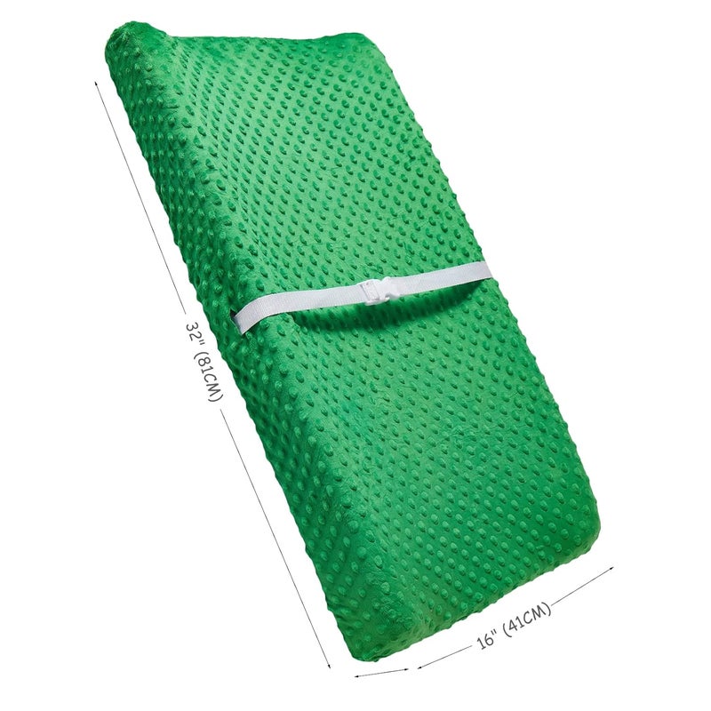 Aullar Solid Changing Table Pad Cover Cradle Sheet, Fits 32"/34''x16 Contoured Diaper Changing Pad, Ultra Soft Cozy Dots Plush Changing Table Covers, Breathable Wipeable Removable (Fern Green) - Image 2